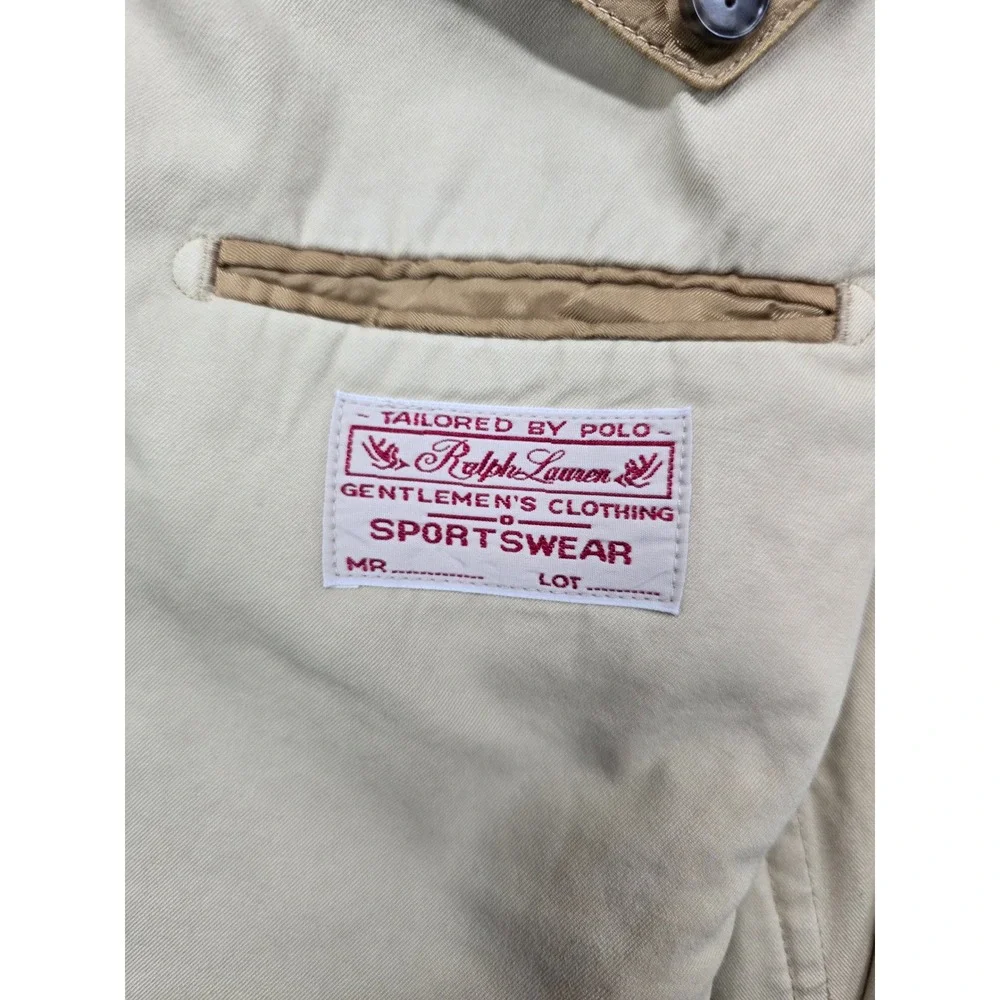 Polo Ralph Lauren Blazer Mens‎ 44R Tan Cotton Custom Fit Sport Coat Sportswear